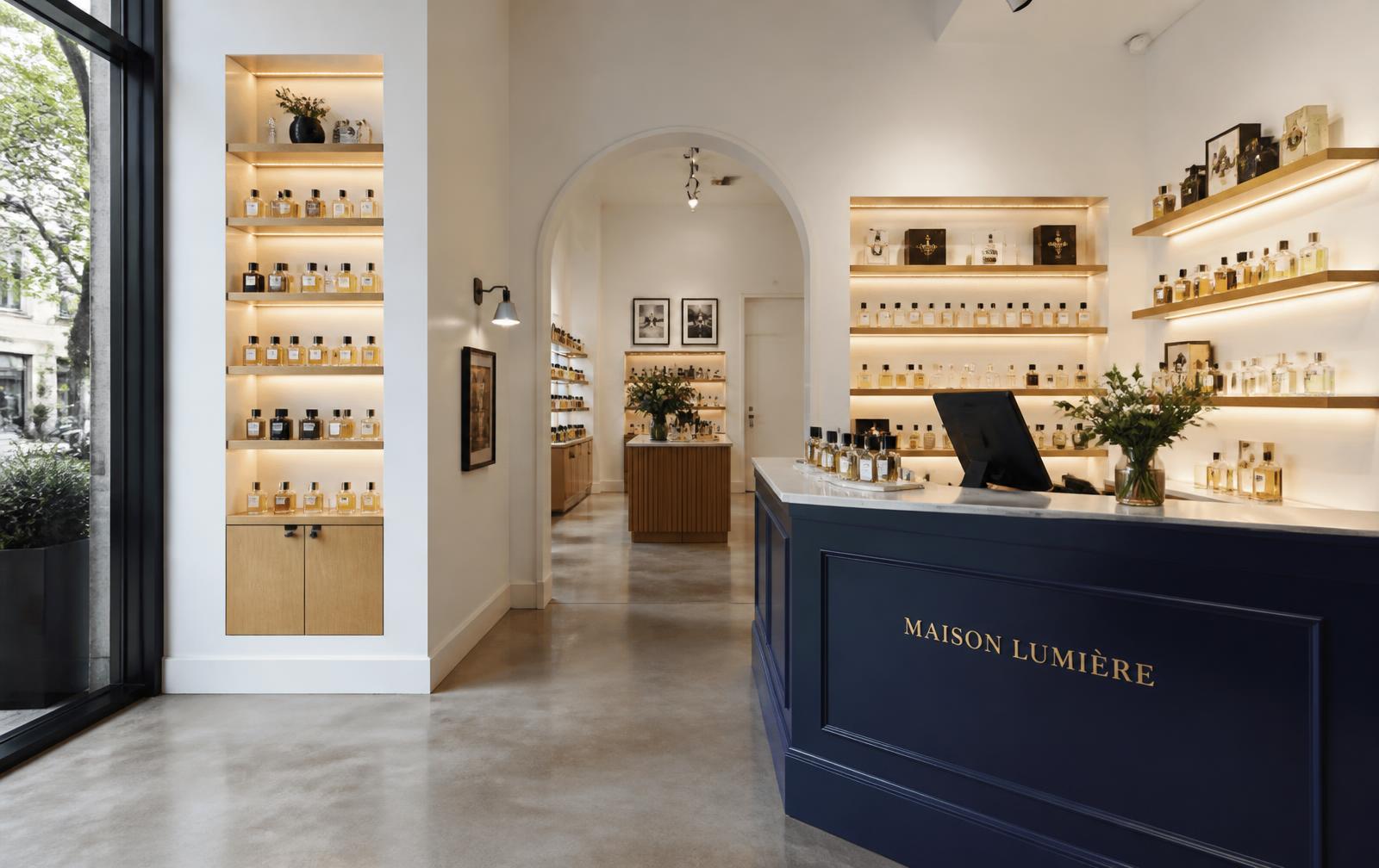 Intérieur de la boutique Parfum 352 à Belvaux, Luxembourg